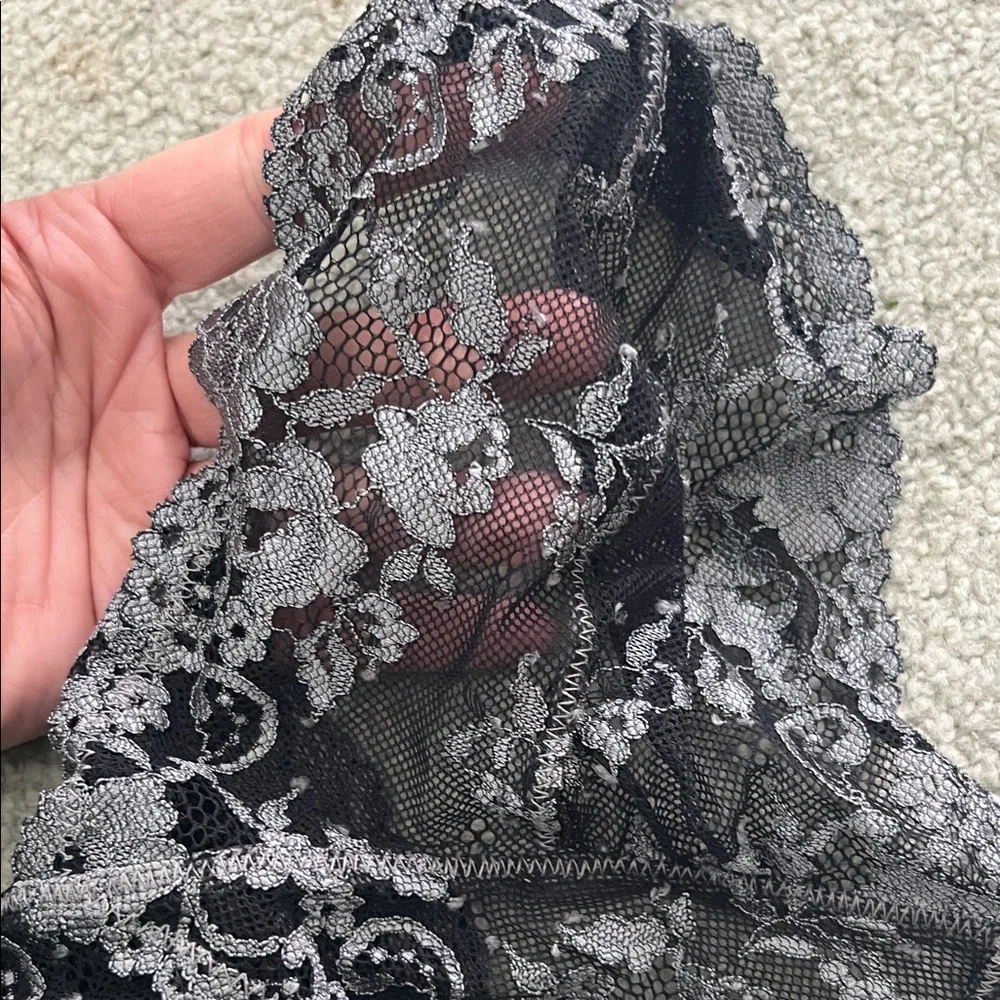 Free people Intimately Anthropologie Lace Halter Bodysuit in Black and Gray M - Picture 2 of 6